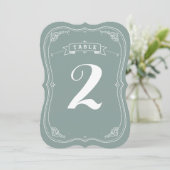Vintage Scroll Wedding Tischnummer (Stehend Vorderseite)