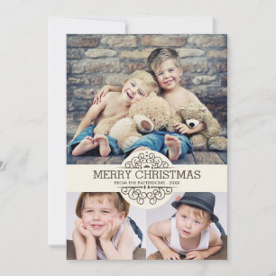 Vintage-Scroll-Weihnachtsfoto-Collage Feiertagskarte