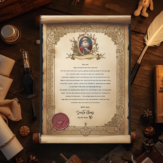 Vintage-Scroll-Weihnachtsmann-Briefvorlage  Einladung