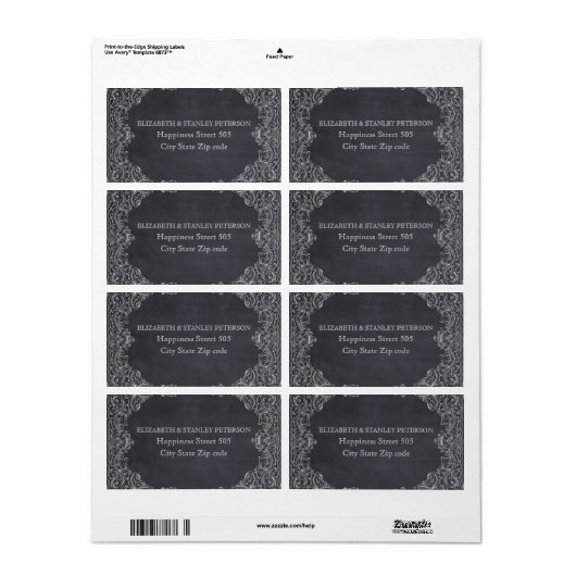 Vintage Scrollblattrahmen und Kalkboard-Hochzeit (Vorne)