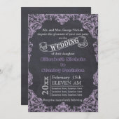 Vintage Scrollblattrahmen und Kalkboard-Hochzeit Einladung (Vorne/Hinten)