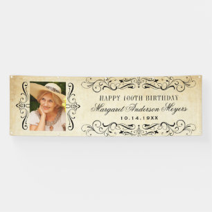 Vintage-Scrollwork-Foto-Geburtstag Banner