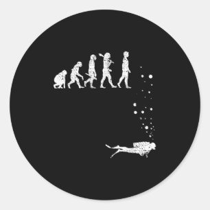 Vintage Scuba Diving Evolution Funny Diver Geschen Runder Aufkleber