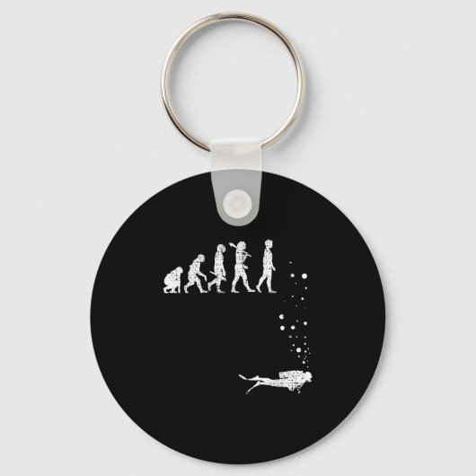 Vintage Scuba Diving Evolution Funny Diver Geschen Schlüsselanhänger (Vorderseite)
