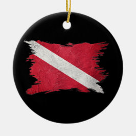 Vintage Scuba-Fahne, Pinselstrich, Tauchflagge Keramik Ornament