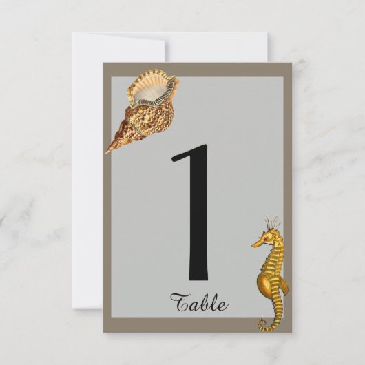 Vintage Sea Animals Beach Hochzeit Tischnummer (Vorderseite)