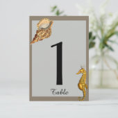 Vintage Sea Animals Beach Hochzeit Tischnummer (Stehend Vorderseite)