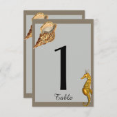 Vintage Sea Animals Beach Hochzeit Tischnummer (Vorne/Hinten)