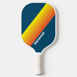 Vintage Sea Sun Stripes with Name Pickleball Schläger