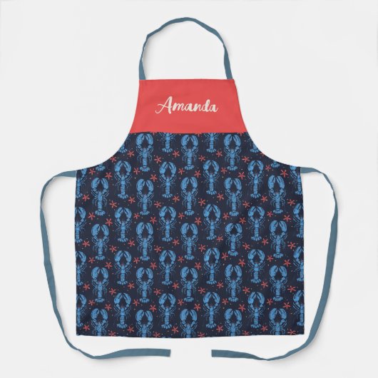 Vintage seafood Personalized Name Apron Schürze (Vorderseite)