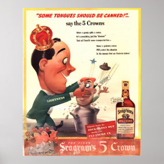Vintage Seagram's 5-Crown Anzeige Life Magazine Poster