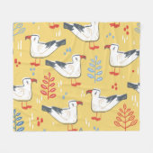 Vintage Seagull-Blätter Naturmuster Fleecedecke (Vorderseite (Horizontal))