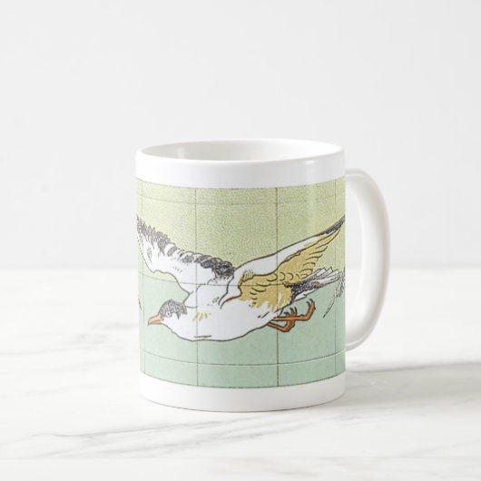 Vintage Seagulls Imitate Tile Coffee Tasse (VorderseiteRechts)