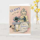 Vintage Seamstress- und WelpenGeburtskarte Karte (Gelbe Blume)
