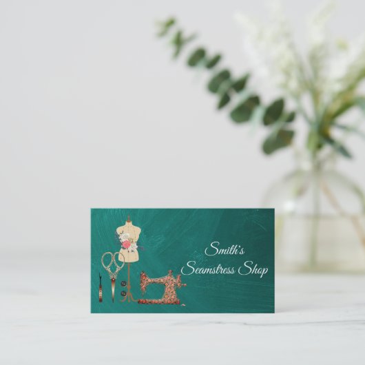 Vintage Seamstress-Visitenkarte Visitenkarte (Stehend Vorderseite)