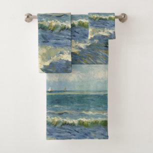 Vintage Seascape in der Nähe von Les Saintes-Marie Badhandtuch Set