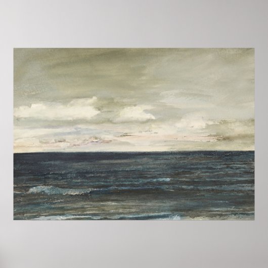 Vintage Seascape Malerei Dunkelblauer Ozean Antike Poster (Vorne)