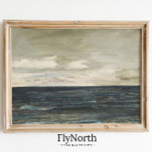 Vintage Seascape Malerei Dunkelblauer Ozean Antike Poster