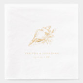 Vintage Seashell Coastal Hochzeit Servietten Mit Folie (Vorderseite)