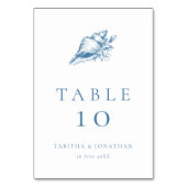 Vintage Seashell-Küstenhochzeit Tischnummer (Rückseite)