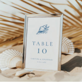 Vintage Seashell-Küstenhochzeit Tischnummer