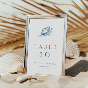 Vintage Seashell-Küstenhochzeit Tischnummer