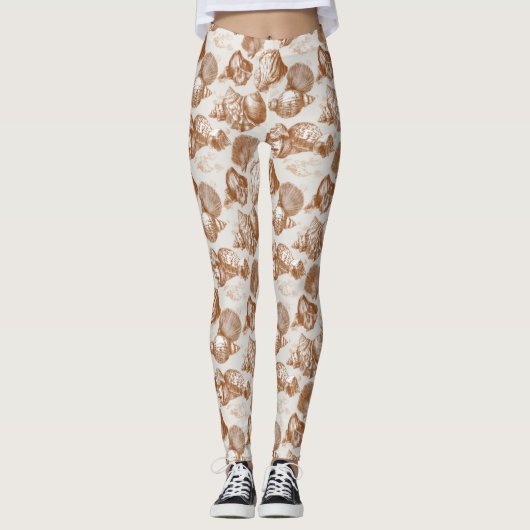 Vintage Seashell Toile Coastal Pattern (3) Leggings (Vorderseite)