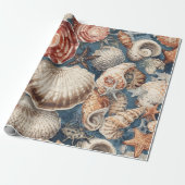 Vintage Seashells Beach Coastal Christmas  Geschenkpapier (Ungerollt)