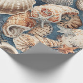 Vintage Seashells Beach Coastal Christmas  Geschenkpapier (Ecke)