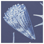 Vintage Seashells blau Stoff (Nahaufnahme)
