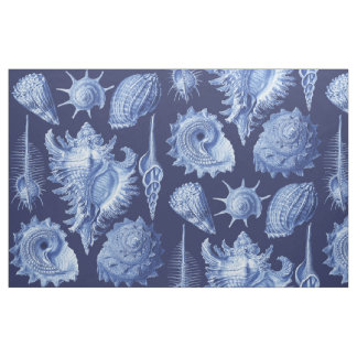 Vintage Seashells blau Stoff