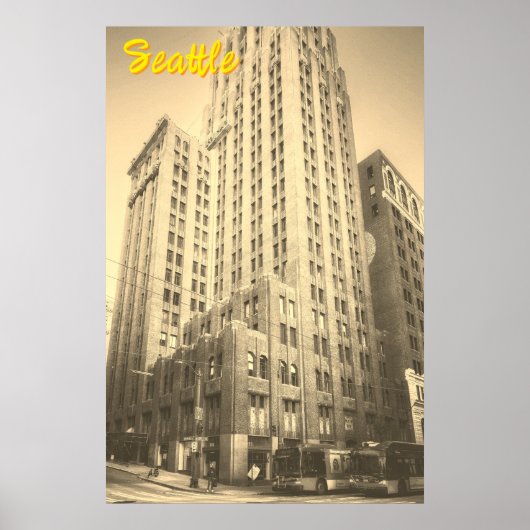 Vintage Seattle hohes Backsteingebäude Poster (Vorne)