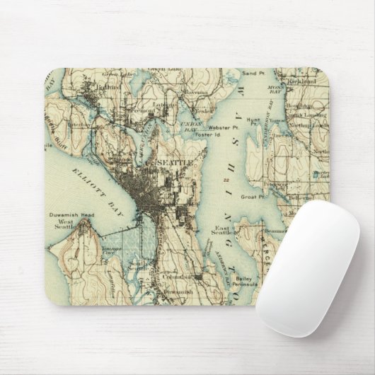 Vintage Seattle Map Mousepad (Mit Mouse)