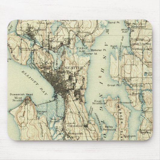 Vintage Seattle Map Mousepad (Vorne)