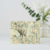 Vintage Seattle Map Postkarte (Stehend Vorderseite)