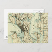 Vintage Seattle Map Postkarte (Vorne/Hinten)