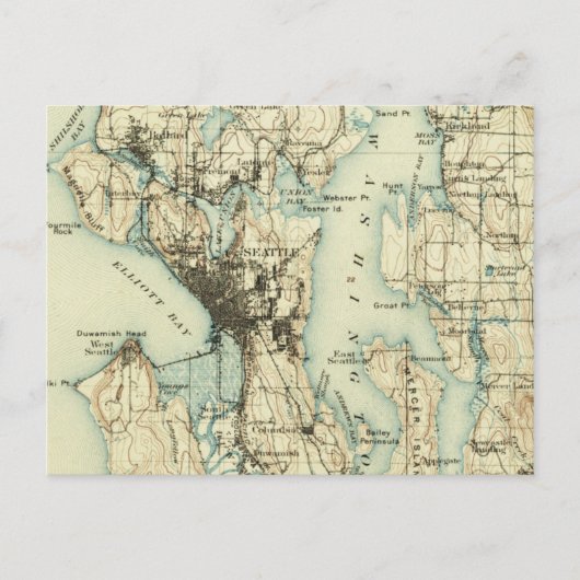 Vintage Seattle Map Postkarte (Vorderseite)