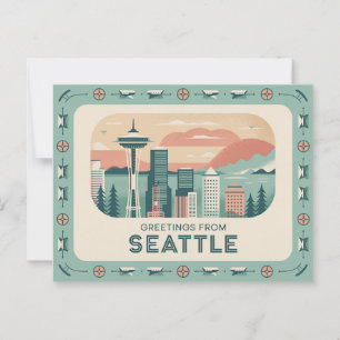 Vintage Seattle Postkarte Grüße aus Seattle