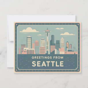 Vintage Seattle Postkarte Grüße aus Seattle