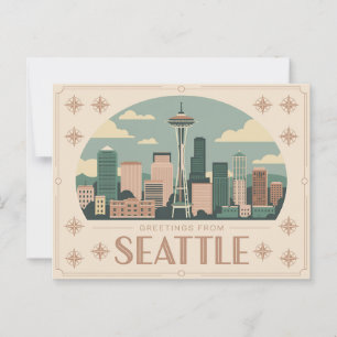 Vintage Seattle Postkarte Grüße aus Seattle