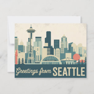 Vintage-Seattle-Postkarte Grüße aus Seattle Postkarte