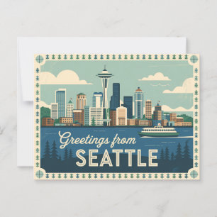 Vintage-Seattle-Postkarte Grüße aus Seattle Postkarte