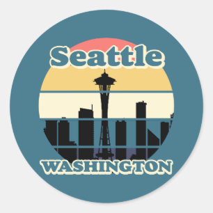 Vintage Seattle Washington Runder Aufkleber