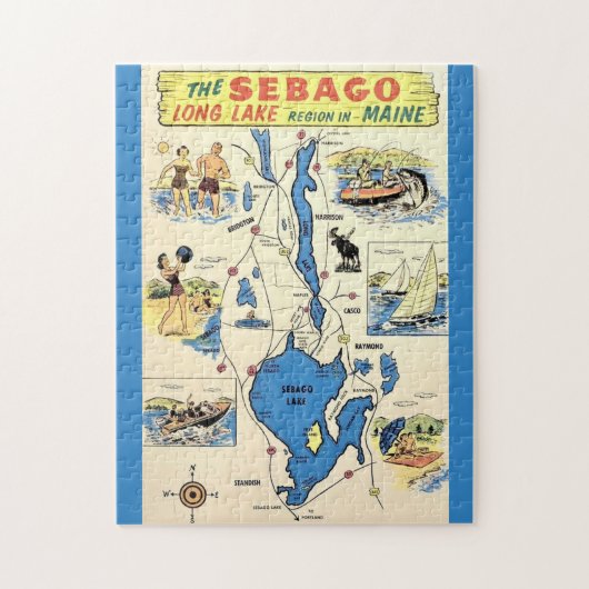 Vintage Sebago Lake Maine Puzzle (Vertikal)