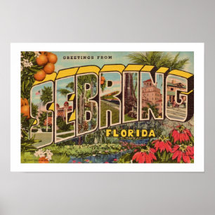 Vintage Sebring Florida Grußdruck Poster