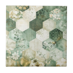 Vintage Sechseck-Botanik-Patchwork Fliese