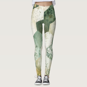 Vintage-Sechseck-Botanik-Patchwork Leggings
