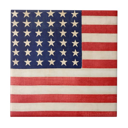 Vintage, sechsunddreißigsterne amerikanische Flagg Fliese (Vorderseite)