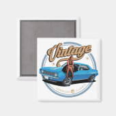 Vintage Sechziger Muskelwagen Magnet (Vorderseite/Rückseite)