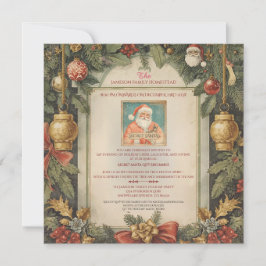 Vintage Secret Santa Christmas Invitation Einladung